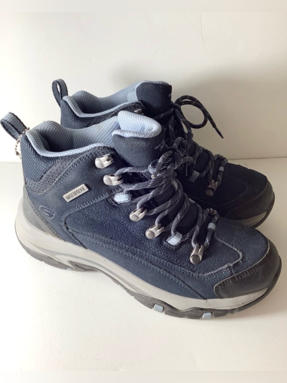 SKECHERS Trego Alpine Trail Hiking Boots Suede Navy Blue SN167004 Women Size 6.5